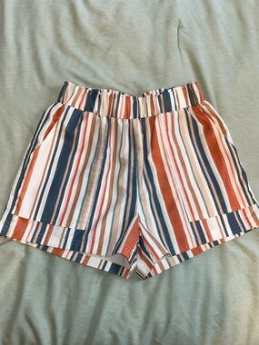 Women’s Striped Elastic-Waist Shorts - Multi-Color